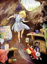 Alice falling down a rabbit hole