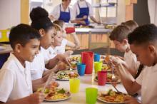 Children eating a school lunch