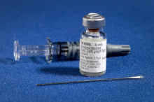 Smallpox vaccinebottle and needle