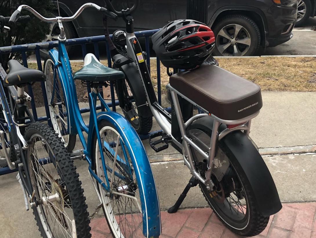 Bikes at a bike rack